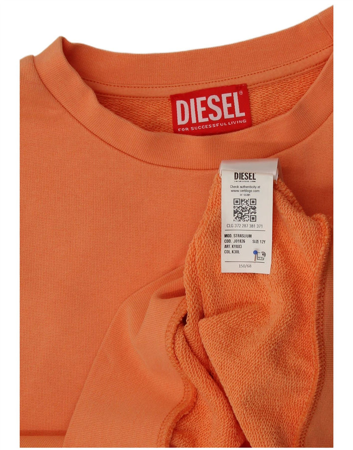 Diesel Mädchen Graphic Crop Sweatshirt Pullover 11-12 Jahre Orange Baumwolle