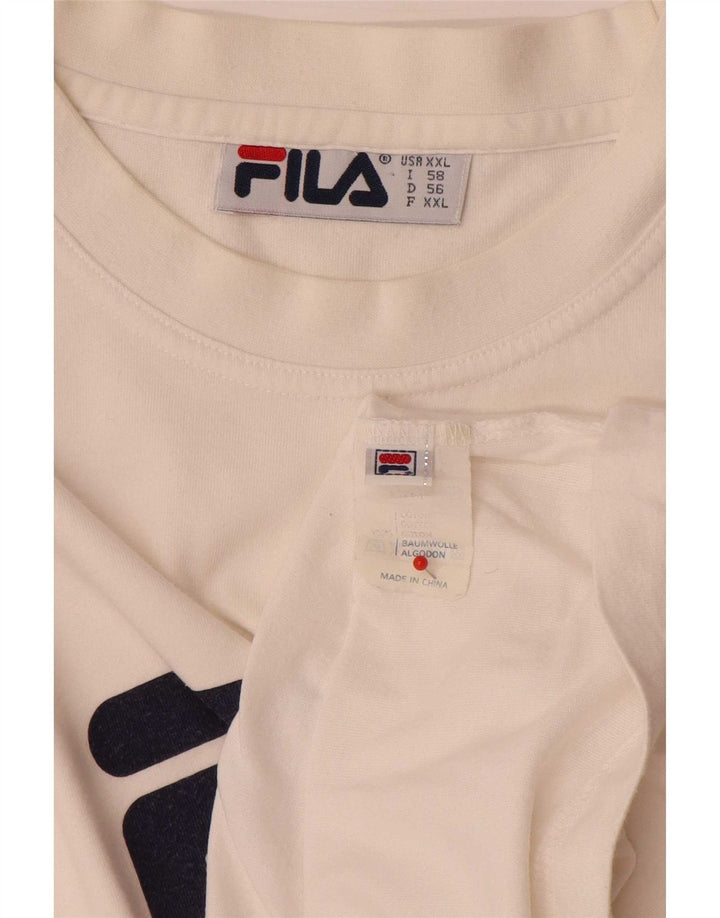 Fila Herren Regular Graphic T-Shirt Top IT 58 2XL Weiße Baumwolle