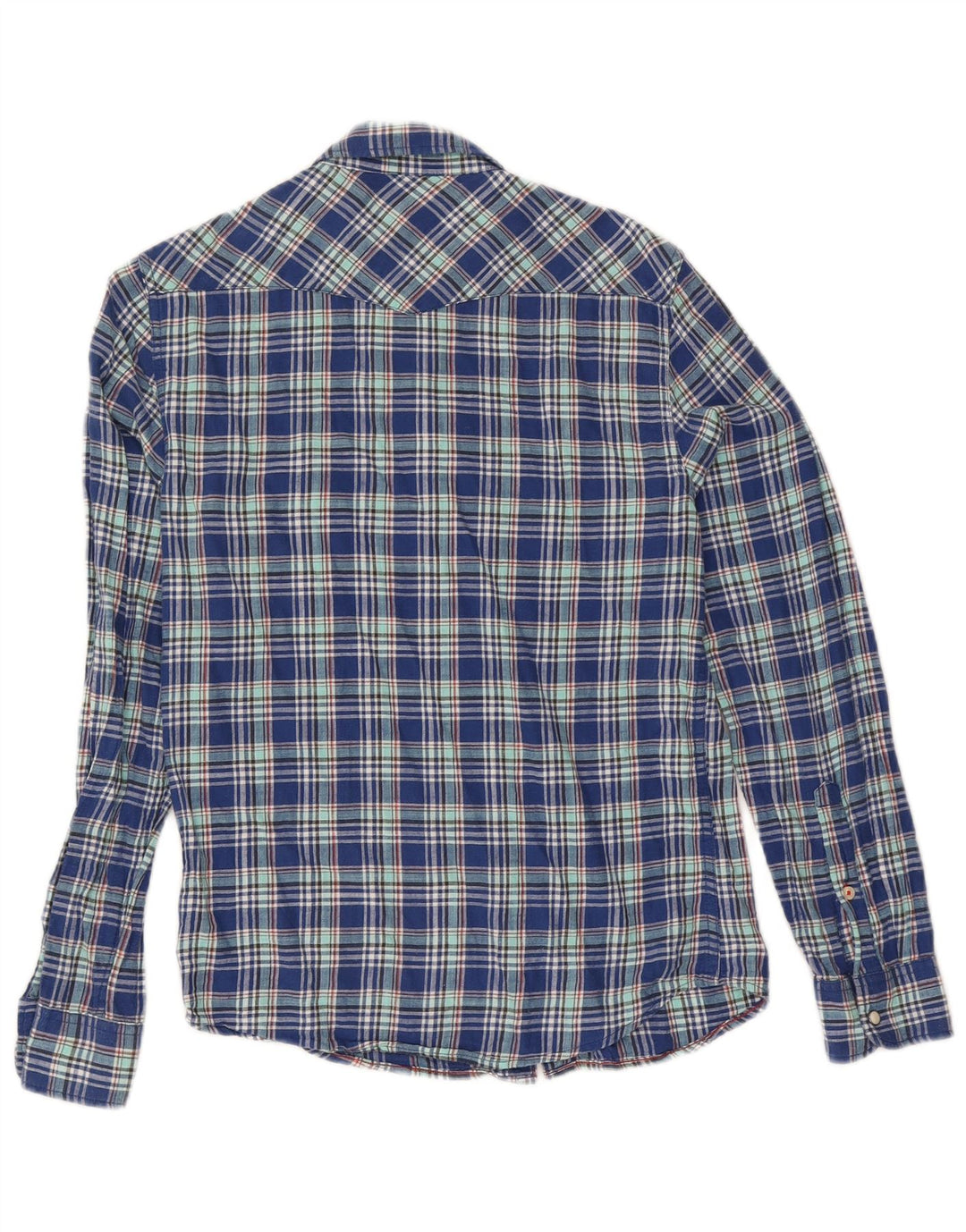 Lee Herren-Flanellhemd mit schmaler Passform, klein, blau kariert, Baumwolle