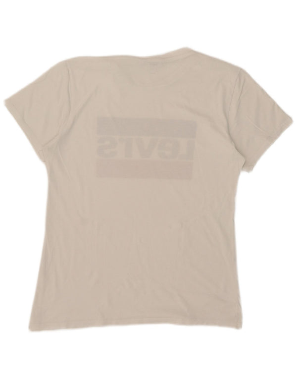 Levi's Damen Grafik-T-Shirt-Oberteil UK 14 Mittelweiß