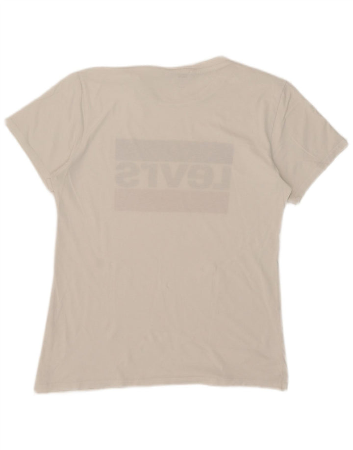Levi's Damen Grafik-T-Shirt-Oberteil UK 14 Mittelweiß