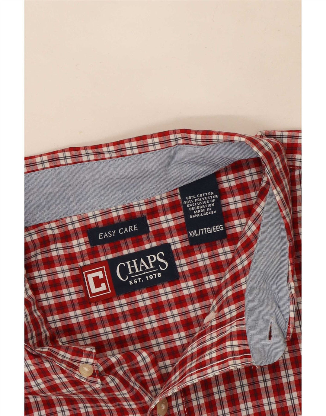 Chaps Herren-Hemd, pflegeleicht, kurzärmelig, 2XL, rot kariert, Baumwolle