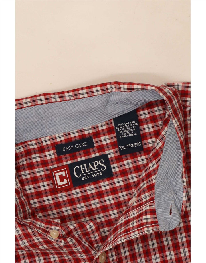 Chaps Herren-Hemd, pflegeleicht, kurzärmelig, 2XL, rot kariert, Baumwolle