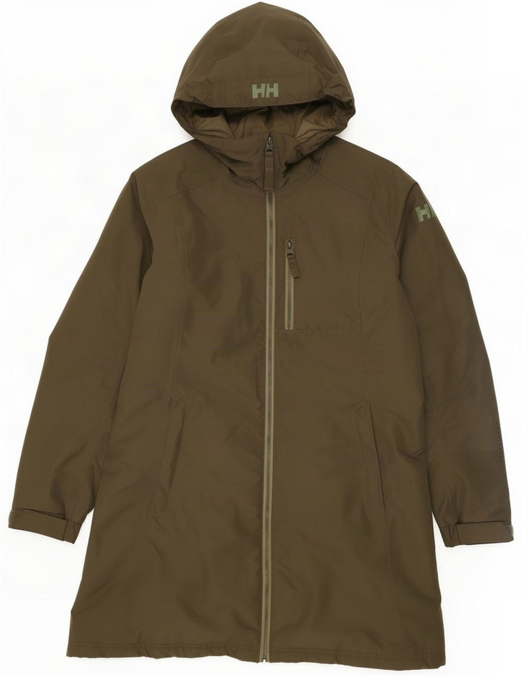 Helly Hansen Wattierter Damenmantel mit Kapuze, UK 14, mittleres Khaki, Polyester