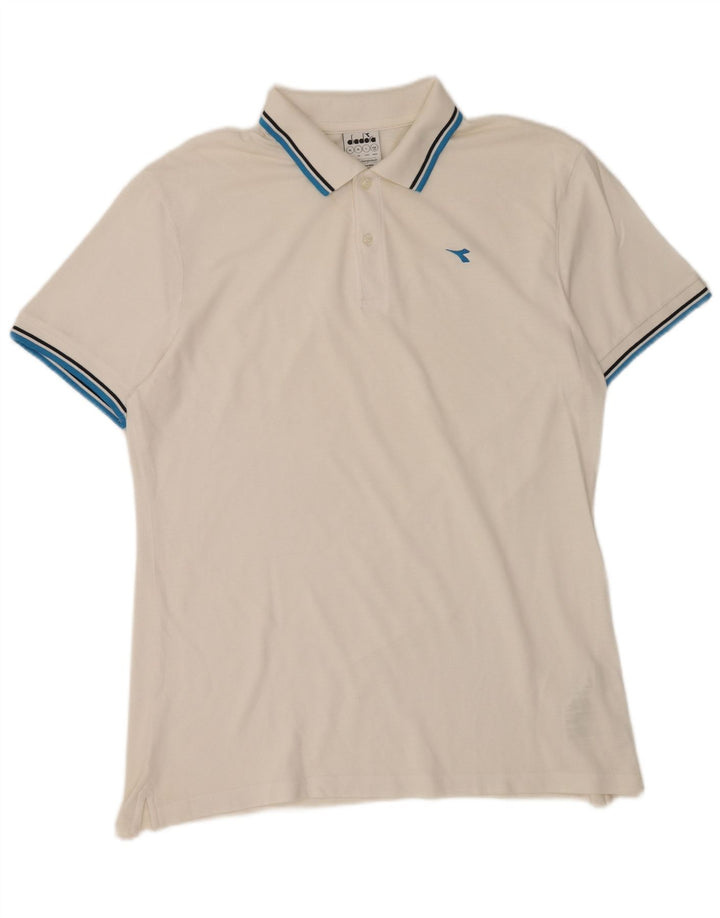 Diadora Herren-Poloshirt XL aus weißer Baumwolle