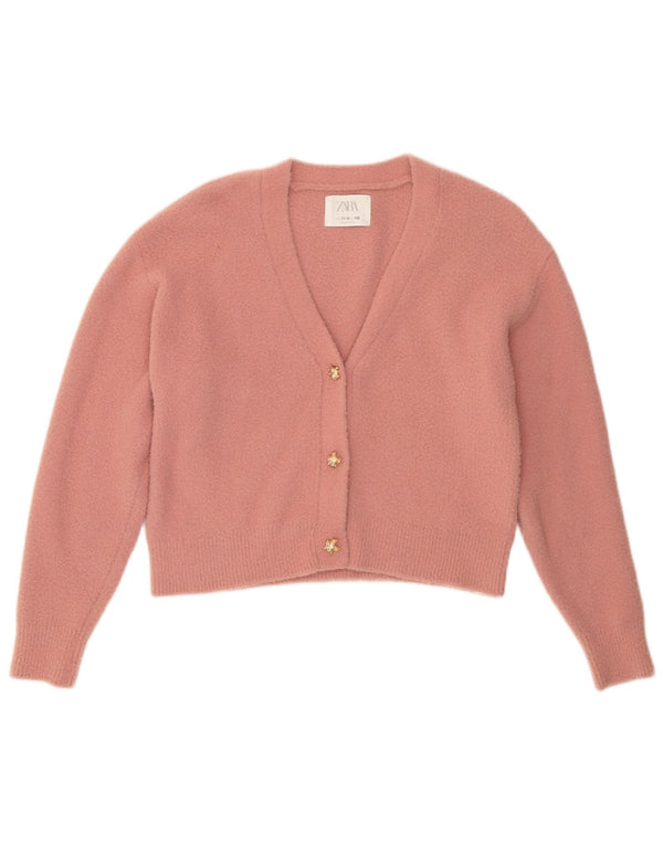 Zara Crop Cardigan für Mädchen, 11–12 Jahre, rosa Nylon