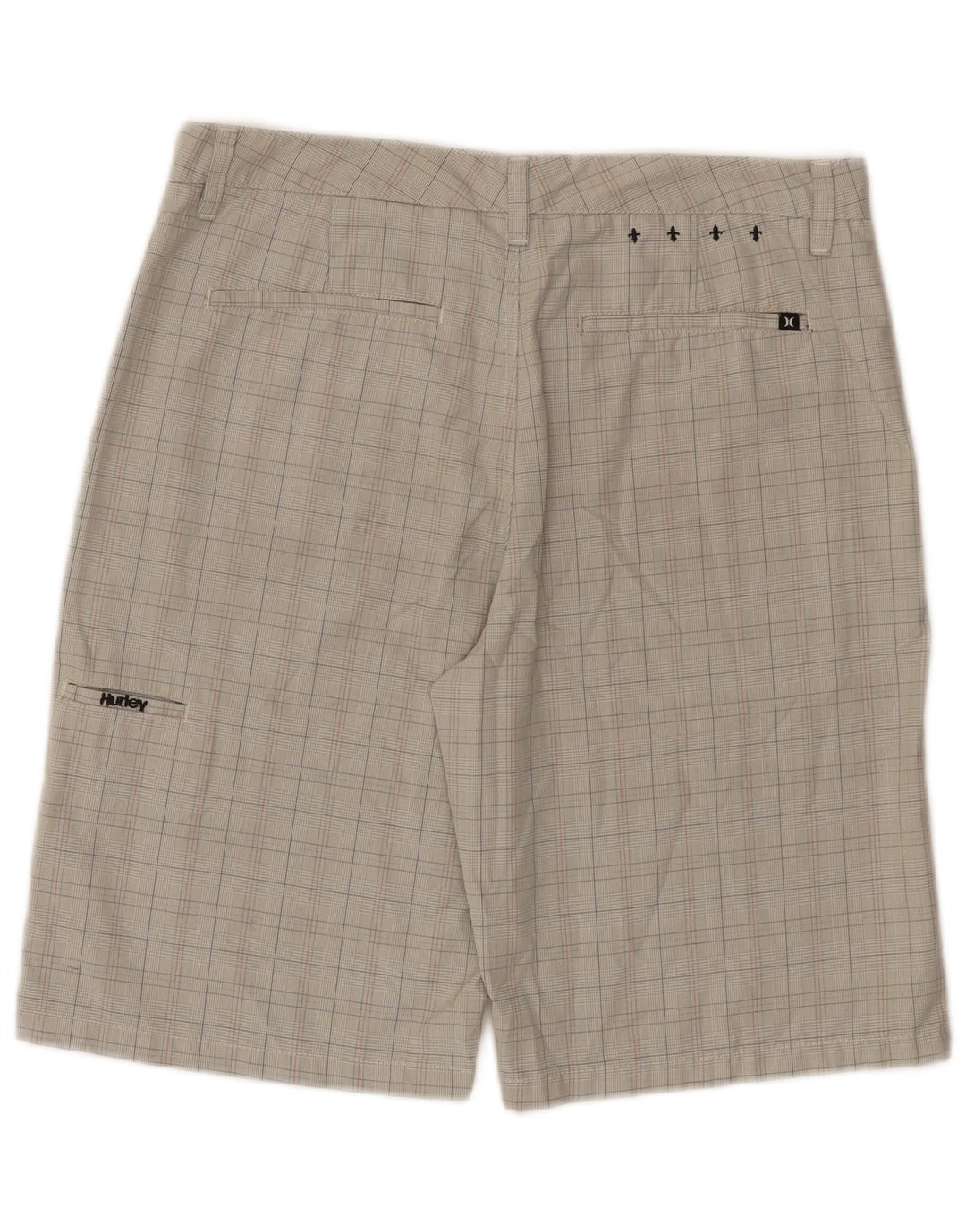 Hurley Herren-Chinoshorts W32 Mittelbeigefarbenes Karo-Polyester