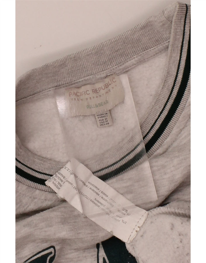 PULL & BEAR Mens Atlanta Oversized Graphic Sweatshirt Jumper Medium Grey Vintage Pull & Bear and Second-Hand Pull & Bear from Messina Hembry 