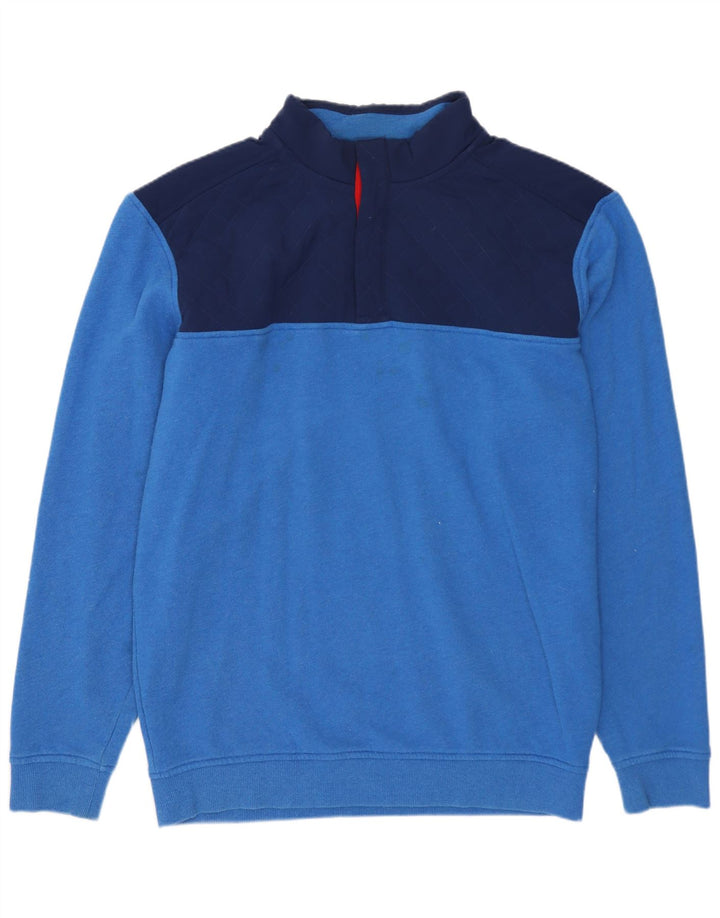 VINEYARD VINES Herren-Sweatshirt mit Knopfkragen, mittelblau, Farbblock