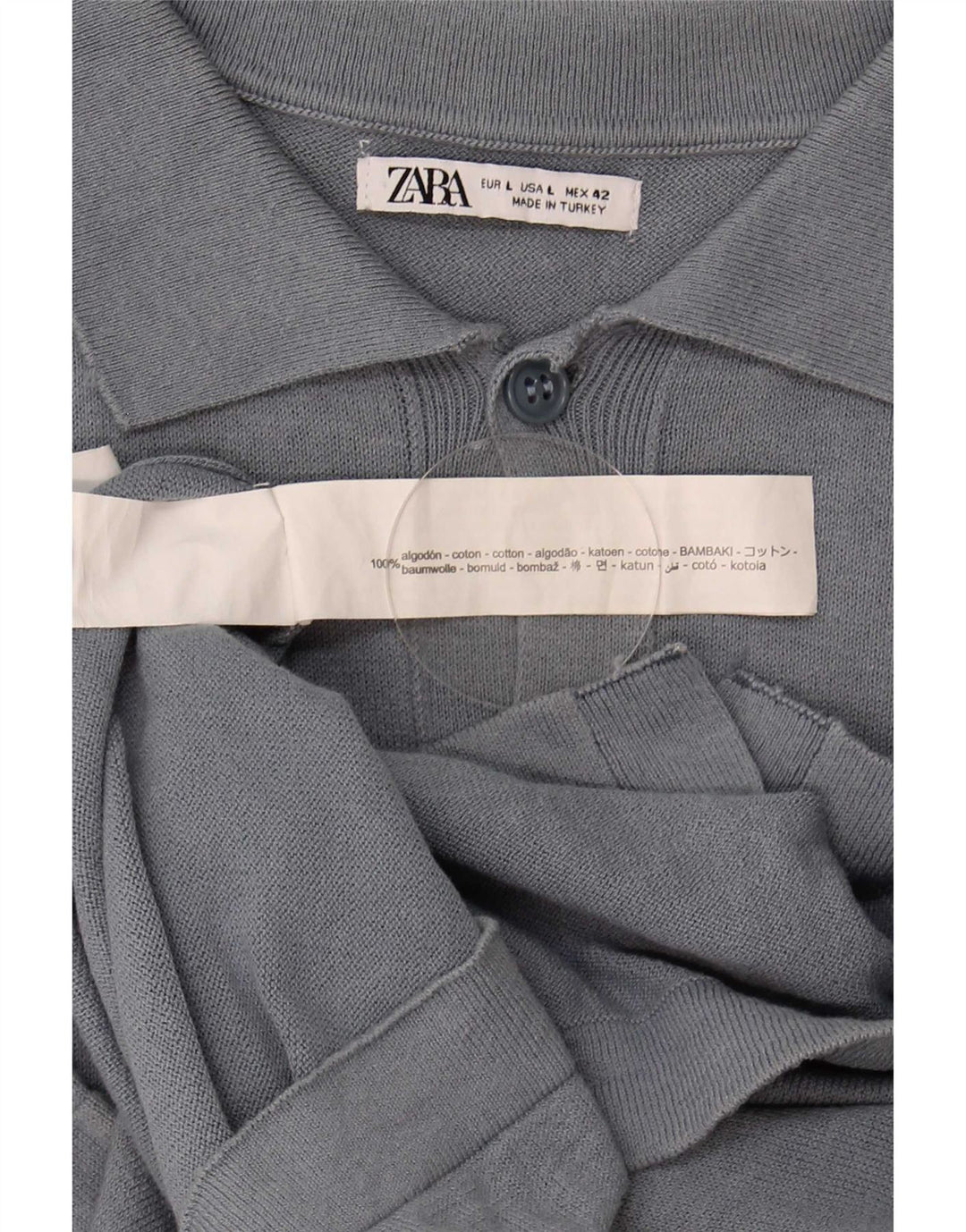 Zara Herren-Strickjacke mit kurzen Ärmeln, groß, aus grauer Baumwolle