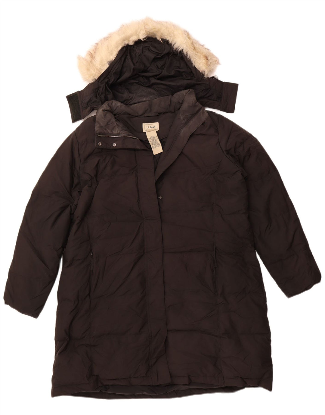 L.L.BEAN Damen Übergroßer, wattierter Mantel mit Kapuze, UK 18, XL, Schwarz, Polyester
