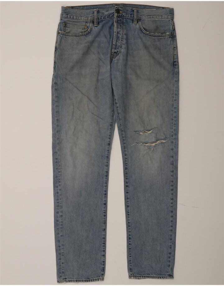 Carhartt Herren Distressed Straight Jeans W34 L34 Blaue Baumwolle