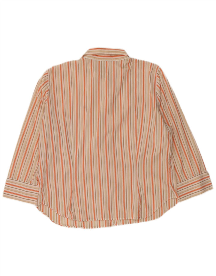 Lacoste Damen-Hemd, Größe 46, XL, beige Nadelstreifen-Baumwolle