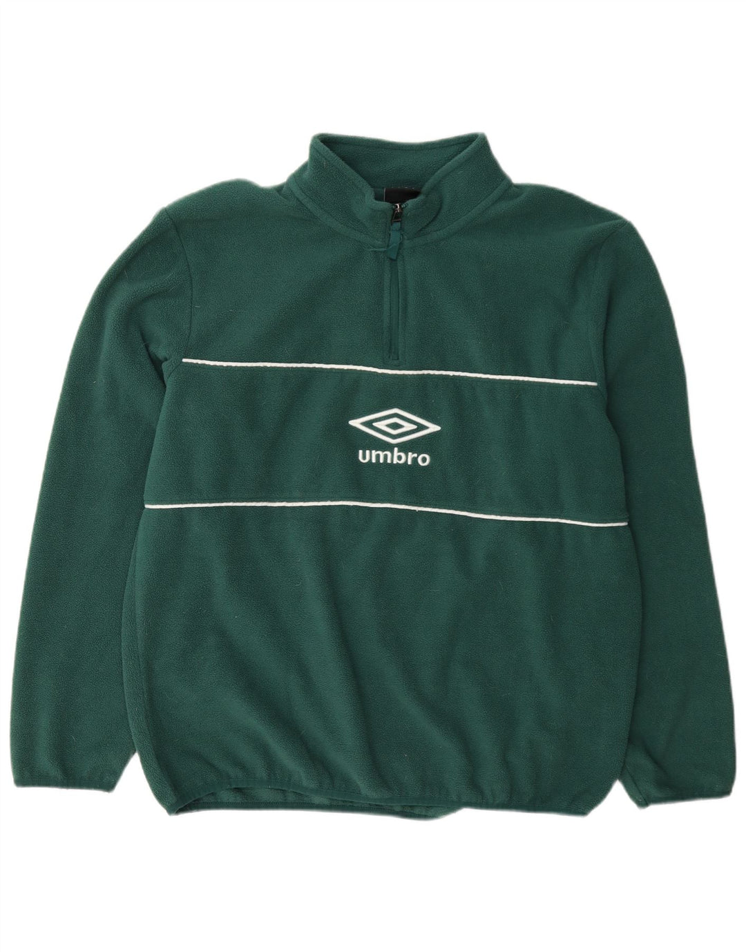 Umbro Herren-Fleecepullover mit grafischem Reißverschluss und Kragen, Größe L, grün, Polyester