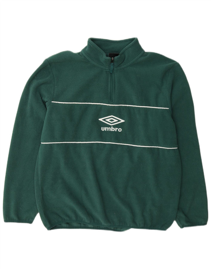 Umbro Herren-Fleecepullover mit grafischem Reißverschluss und Kragen, Größe L, grün, Polyester