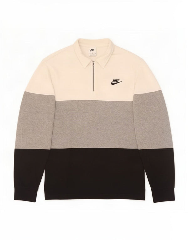 Nike Herren-Langarm-Poloshirt, klein, mehrfarbig, Colourblock-Baumwolle