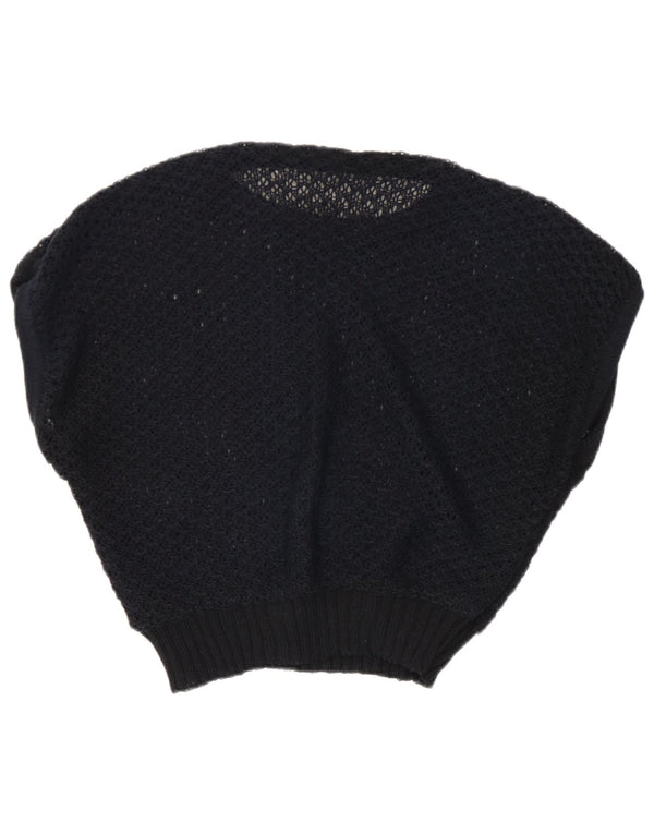 Vintage Damen Häkelweste Tank Top UK 14 Medium Schwarz