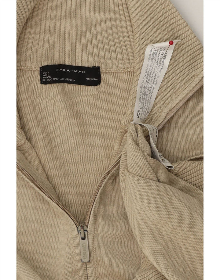 ZARA Herren-Cardigan, mittelbeige Baumwolle