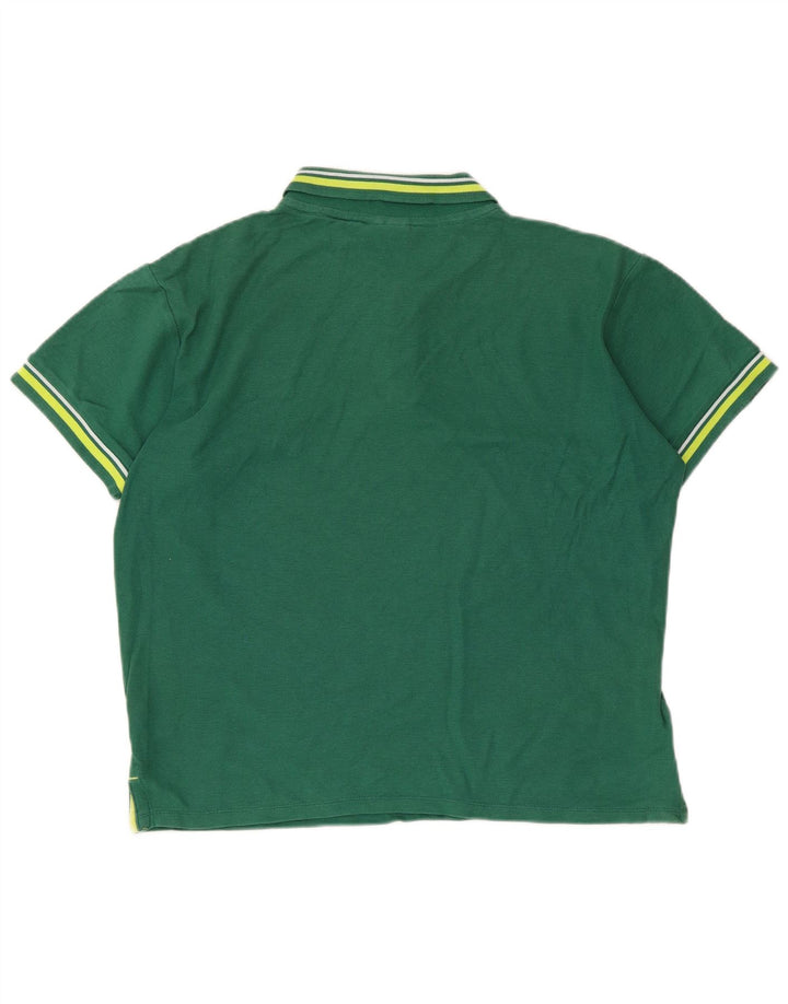 Umbro Herren-Poloshirt aus mittelgrüner, gestreifter Baumwolle
