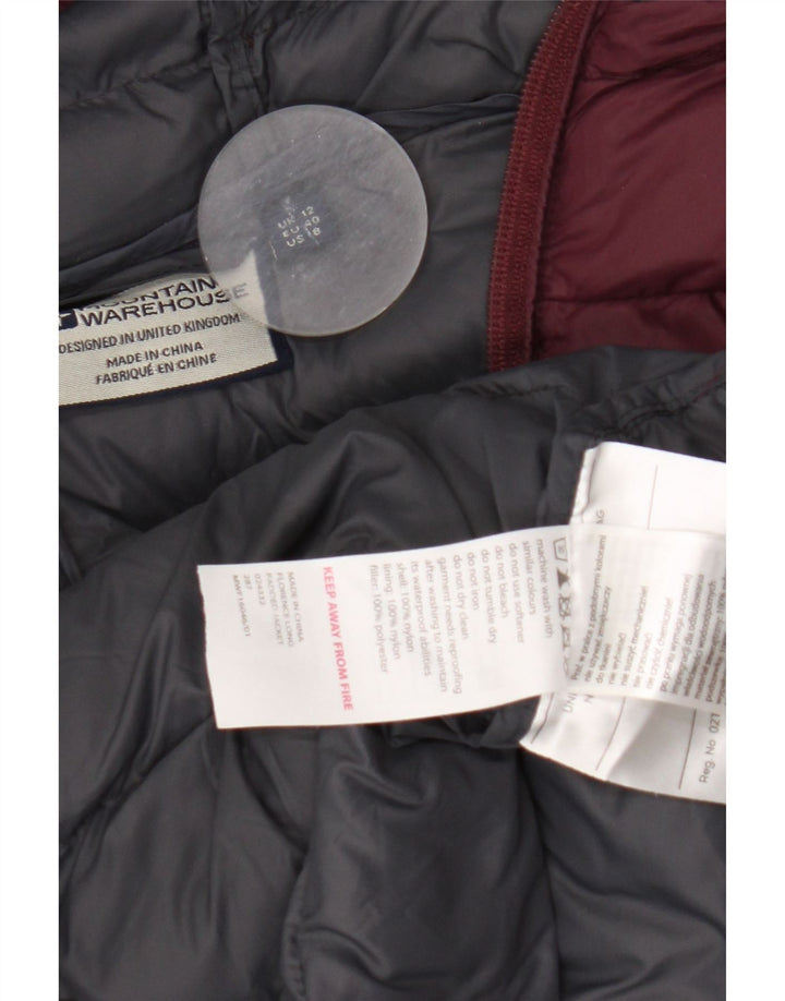 Mountain Warehouse Wattierte Jacke mit Kapuze für Damen, UK 12, Medium, Burgunderrotes Nylon