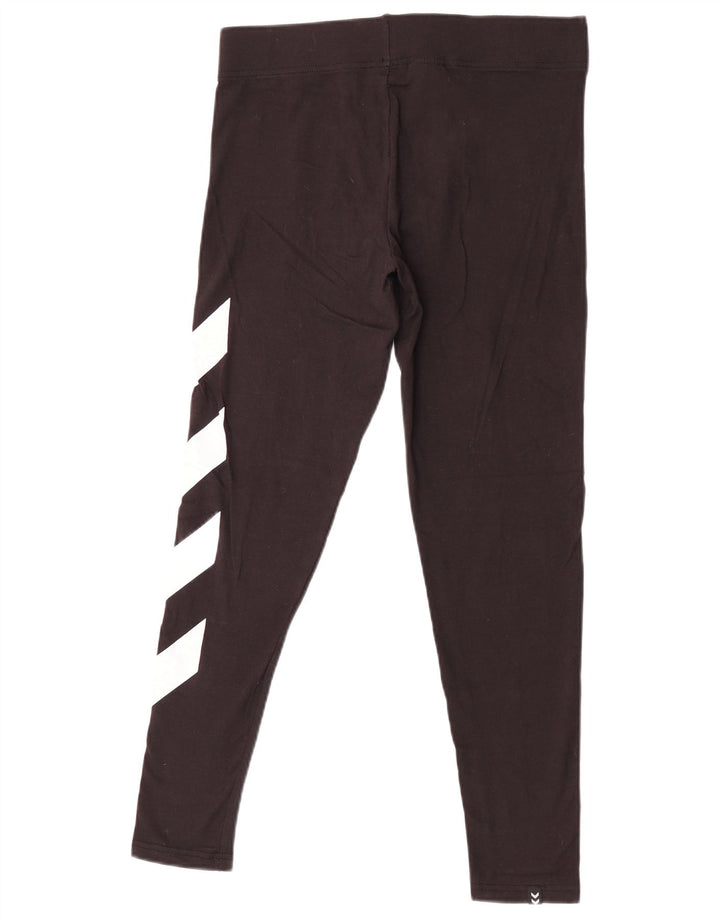 Hummel Damen Graphic Leggings UK 14 Mittelschwarze Colourblock-Baumwolle