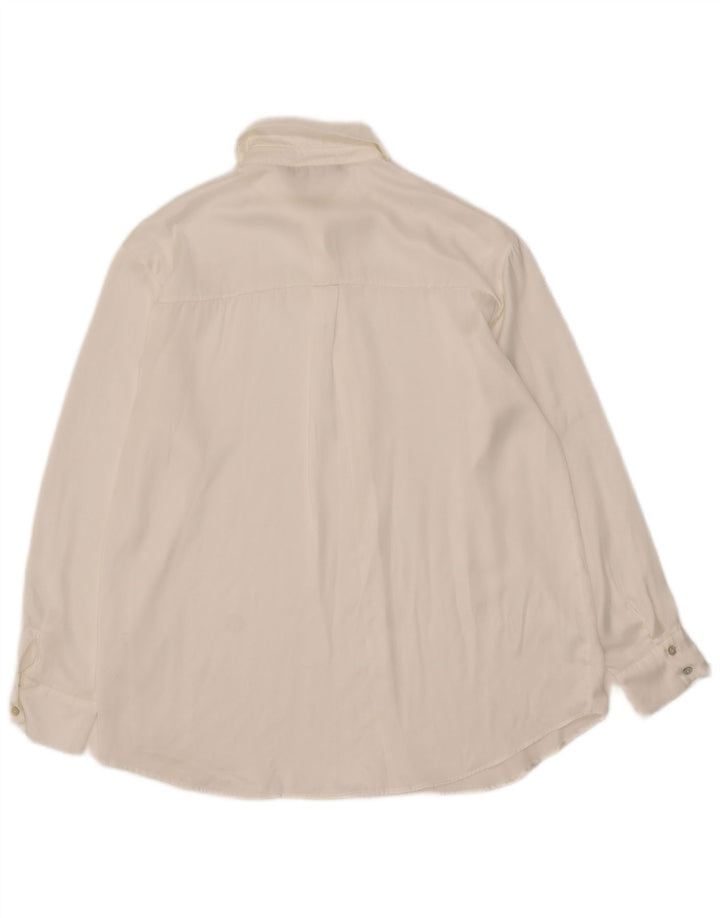 Zara Damen Hemdbluse UK 14 Mittelweiße Seide