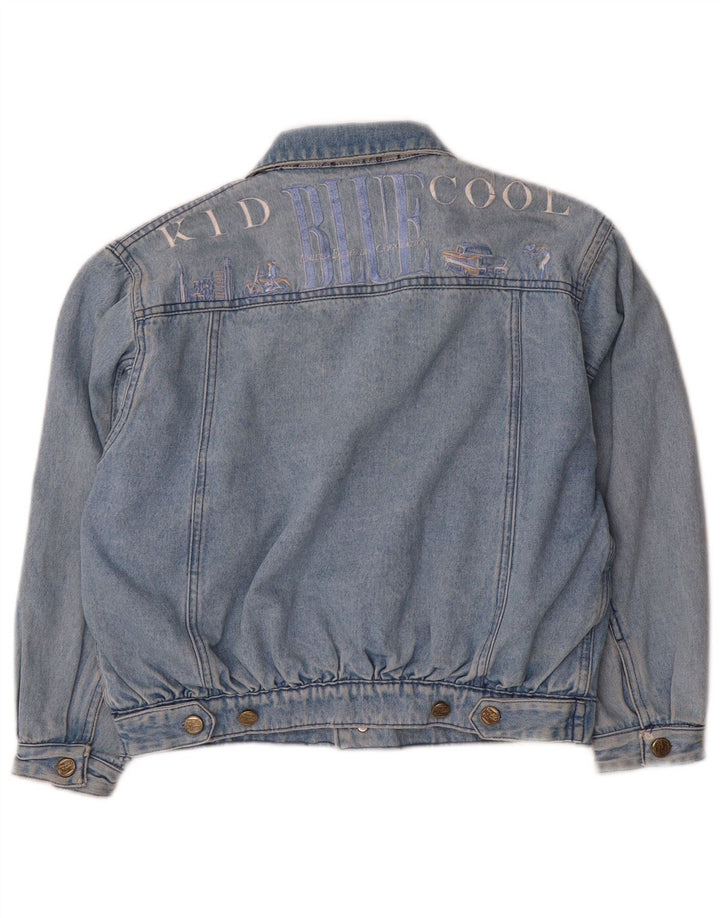 Vintage Jungen-Jeansjacke mit Grafik, 11–12 Jahre, große blaue Baumwolle