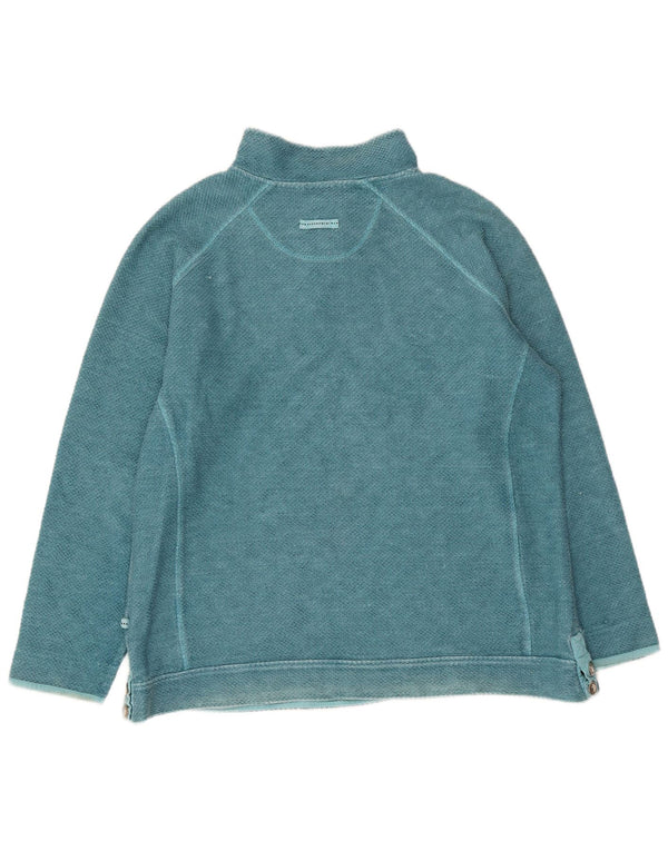 Weird Fish Damen-Sweatshirt mit Knopfkragen, UK 20 2XL, türkisfarbene Baumwolle