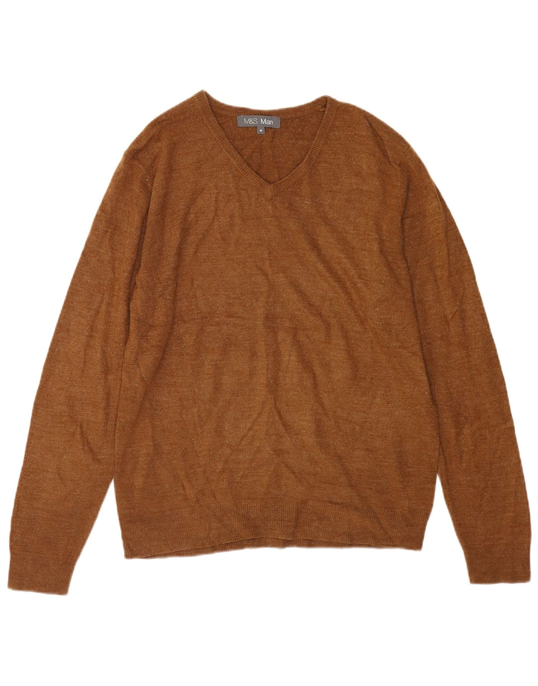 Marks & Spencer Herren-Pullover mit V-Ausschnitt, mittelbraunes Acryl