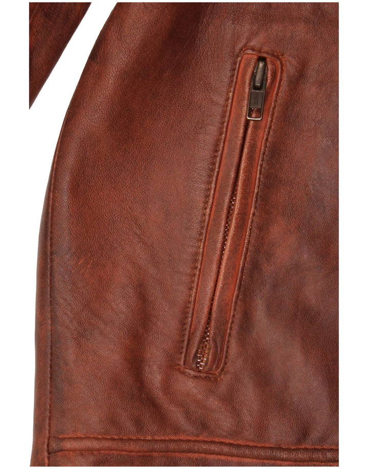 Vintage Damen UK 18 XL Braunes Leder