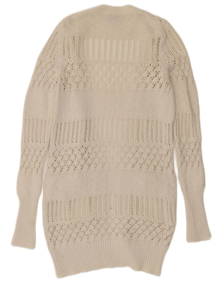 Gap Damen Longline Open Cardigan Pullover UK 12 Mittelweiße Baumwolle