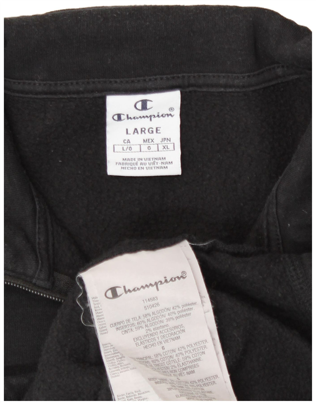 Champion Damen-Trainingsanzug-Top-Jacke, UK 16, Größe L, schwarze Baumwolle