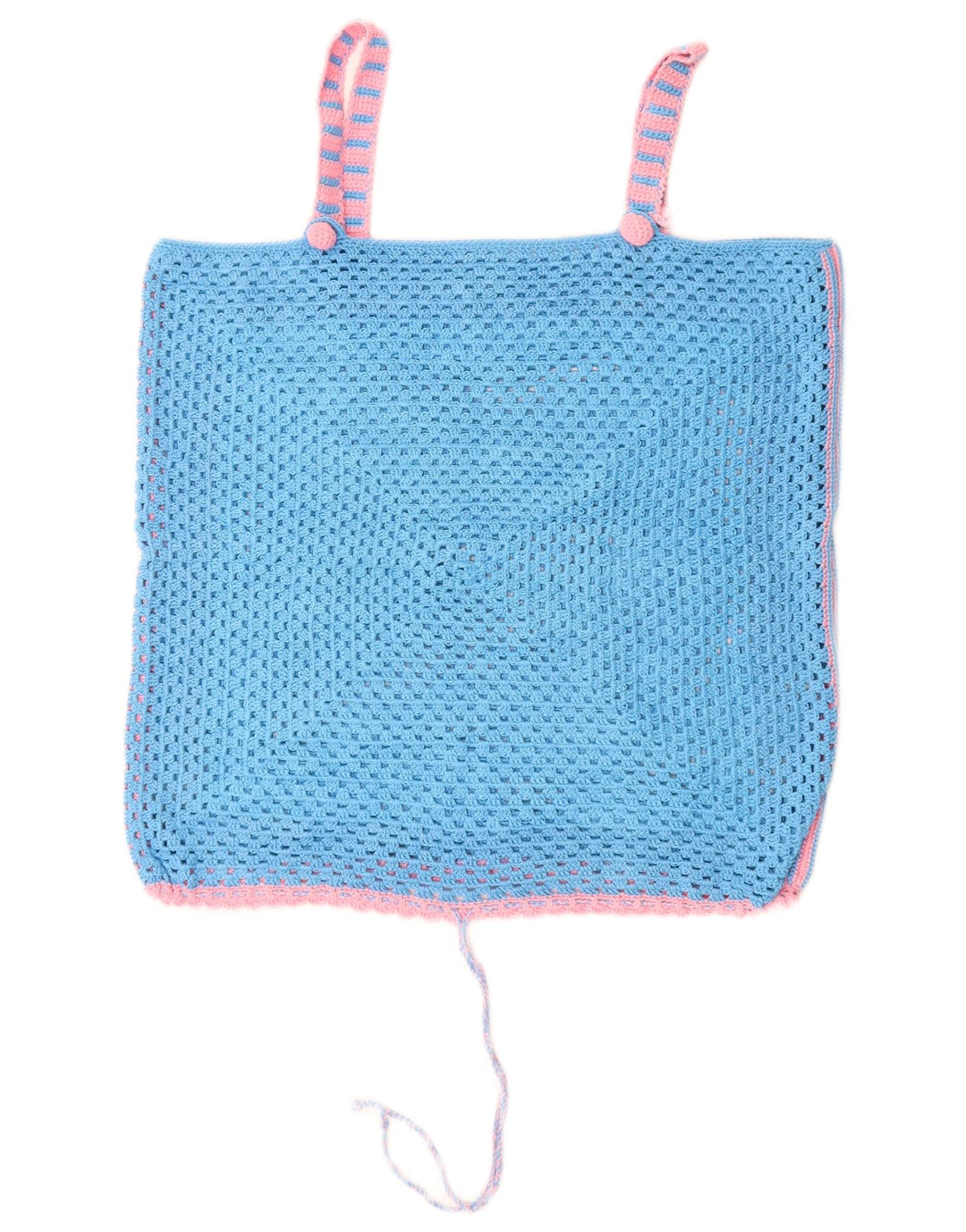 VINTAGE Damen Häkel-Cami-Top UK 14 Mittelblau