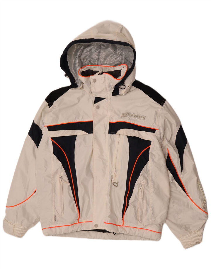 Pyramid Herren-Skijacke mit Kapuze, UK 36, Small, weißes Colourblock-Nylon