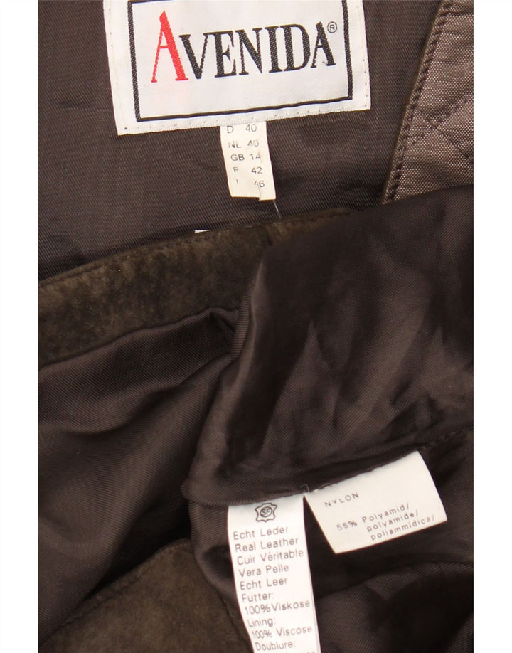 VINTAGE Steppweste aus Wildleder für Damen, UK 14, großes braunes Colourblock-Leder