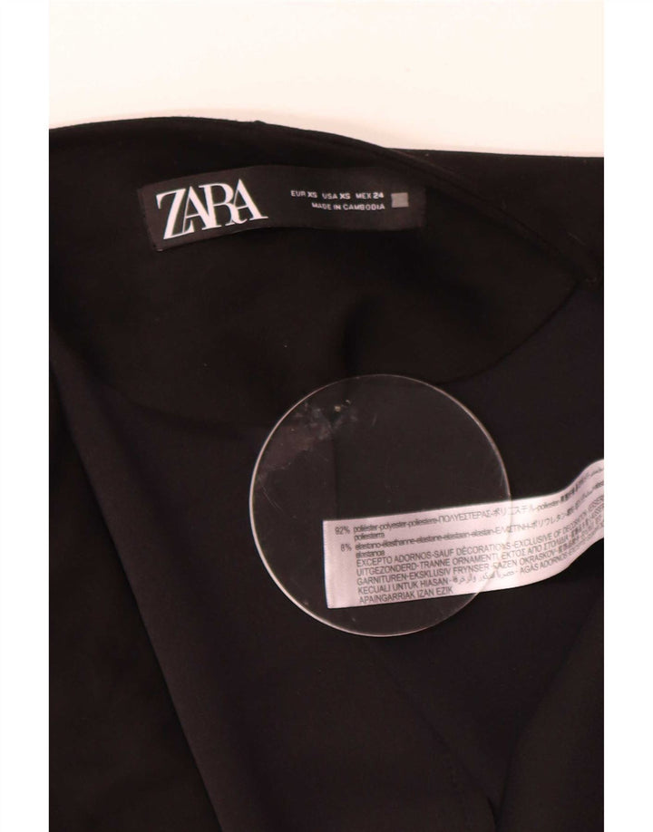 Zara Damen Übergroßer offener Mantel mit 3/4-Ärmeln, UK 6, XS, Schwarz gestreift