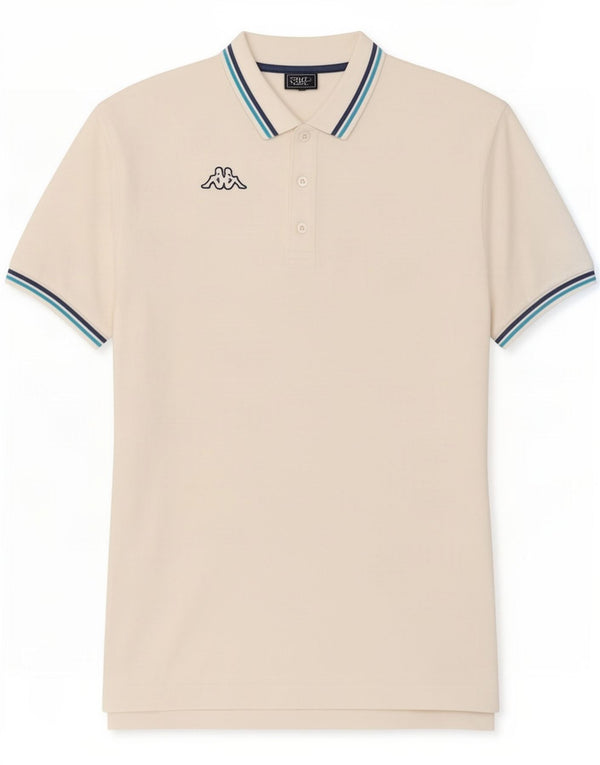 Kappa Herren Poloshirt 2XL weiß gestreift aus Baumwolle