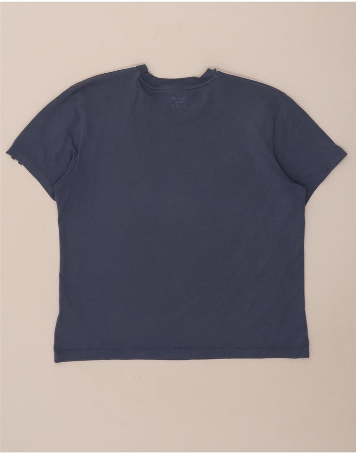 Adidas Damen T-Shirt Top UK 12 Mittelblaue Baumwolle