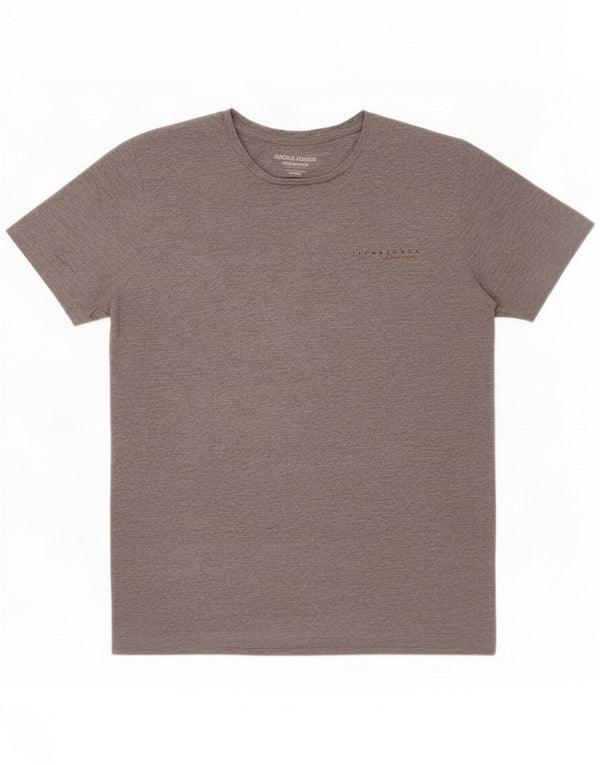 Jack & Jones Mens Regular Fit T-Shirt Top Large Grey Flecked Cotton