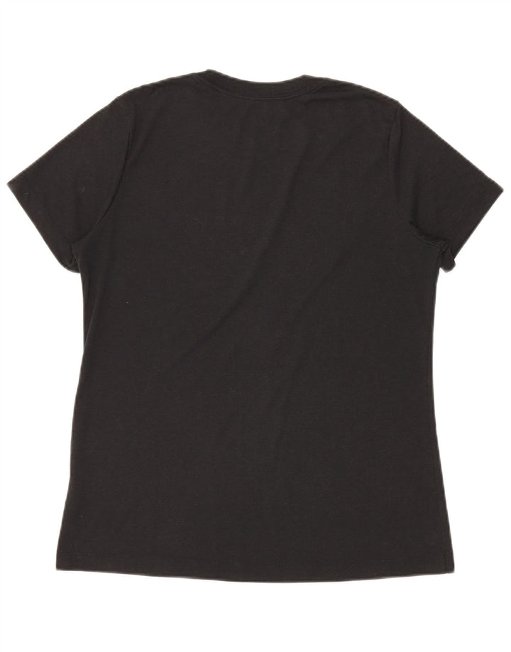 Nike Damen Dri Fit Graphic T-Shirt Top UK 14 Mittelschwarzes Polyester