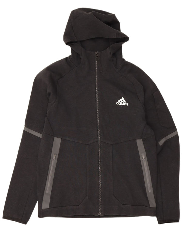 Adidas Herren-Kapuzenpullover mit Reißverschluss, Mittelschwarz, Colourblock-Baumwolle