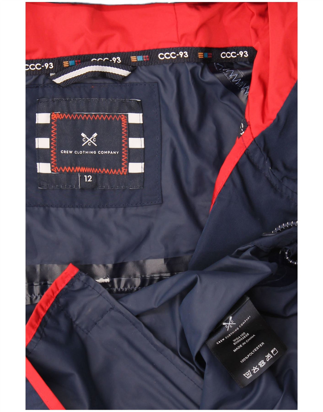 Crew Clothing Damen-Regenjacke mit Grafik, UK 12, Mittel, Marineblau, Farbblock