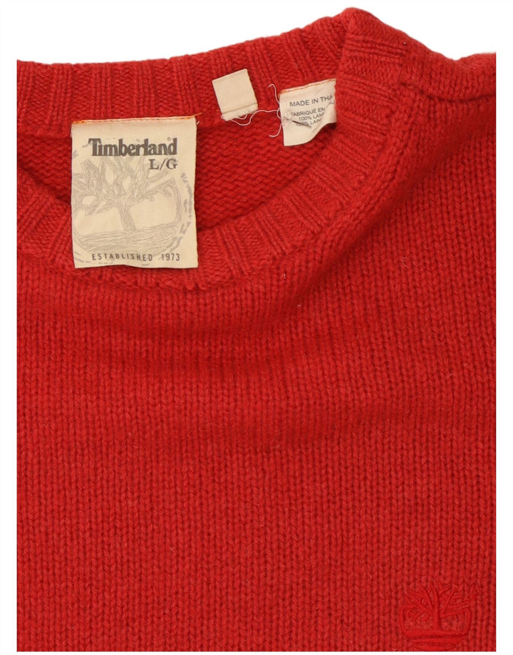 Timberland Herren-Pullover mit Rundhalsausschnitt, große rote Wolle