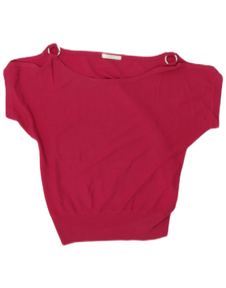 Marks & Spencer Damen Crop Off Shoulder Bluse Top UK 10 Small Pink