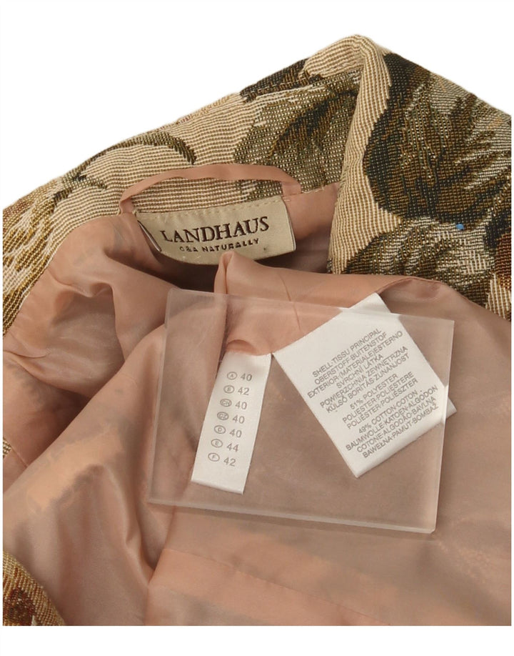 Landhaus Damen-Blazer mit durchgehendem Reißverschluss, EU 40, Mittelbeige, geblümtes Polyester