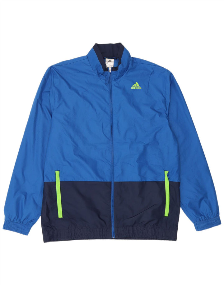 Adidas Herren-Trainingsanzugoberteil, UK-Größe 42/44, großes blaues Colourblock-Polyester