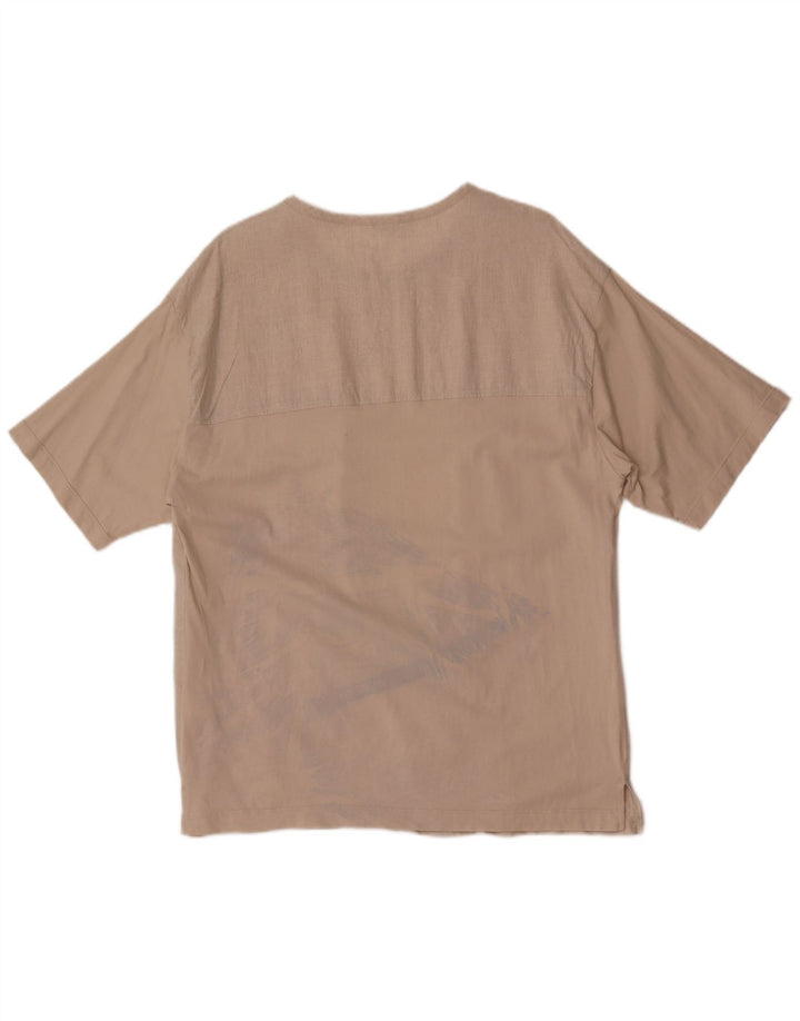 Zara Herren T-Shirt Top Large Beige Baumwolle
