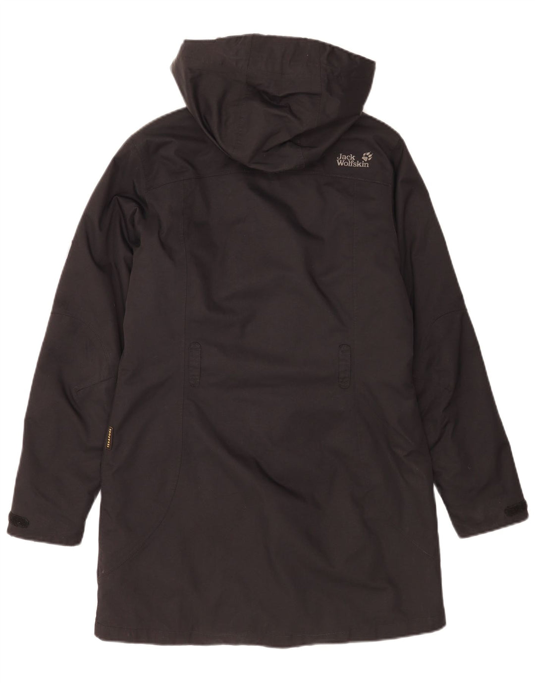 Jack Wolfskin Damen-Windbreaker-Mantel mit Kapuze, übergroß, Gr. 10, Schwarz