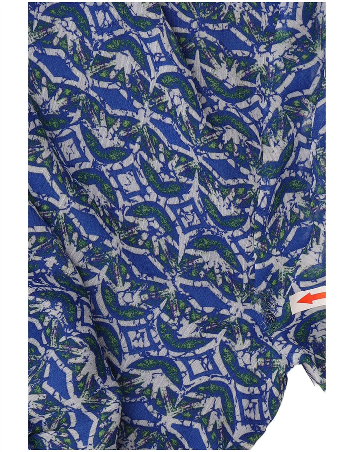 Zara Damen Langarm-Stufenkleid UK 12 Mittelblaues Blumenmuster aus Polyester