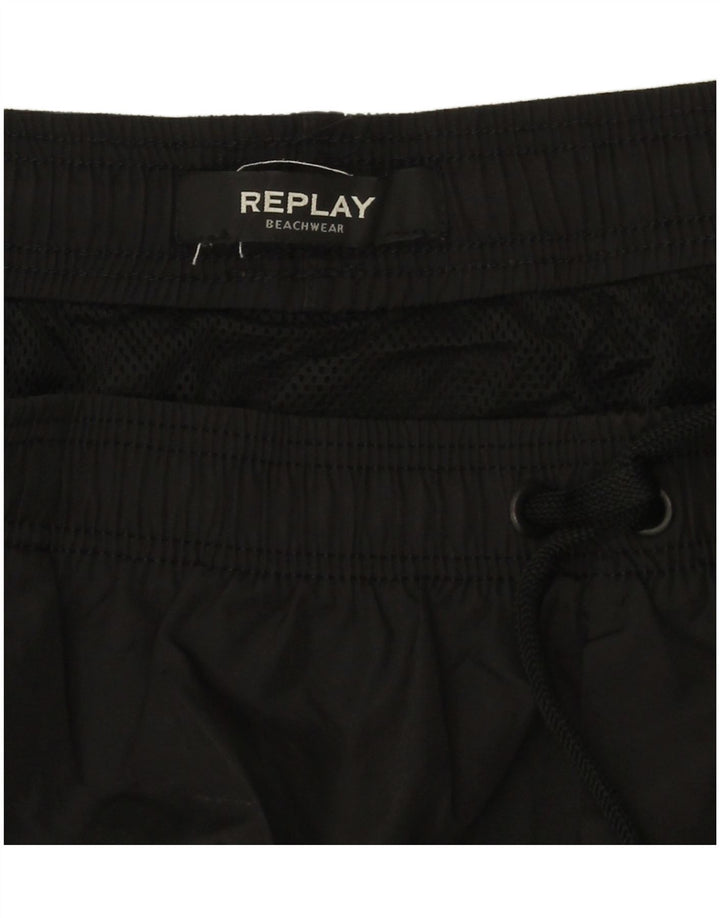 Replay Herren Badeshorts mit Grafik, Größe L, Schwarz